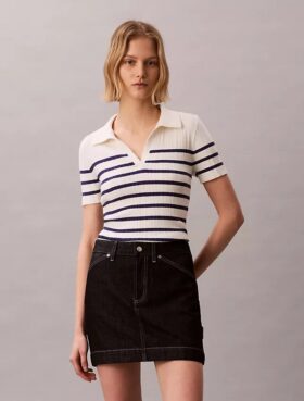 Camiseta polo de malha de algodão lisa