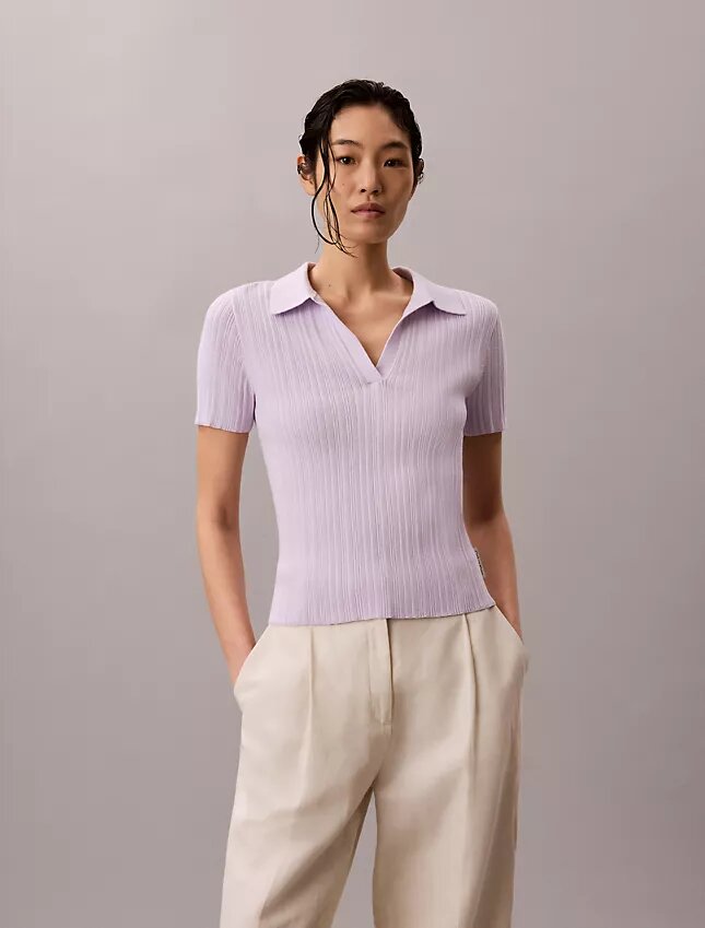 Camiseta polo de malha de algodão lisa Camiseta polo de malha de algodão lisa