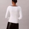 Camisola clássica com decote redondo em mistura de algodão