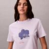 Camisola clássica com grafismo floral esbatido Camisola clássica com grafismo floral esbatido