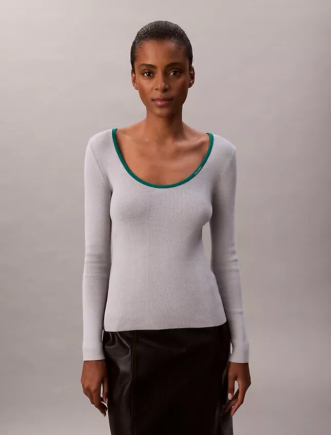 Camisola clássica de gola redonda em mistura de algodão Camisola clássica de gola redonda em mistura de algodão