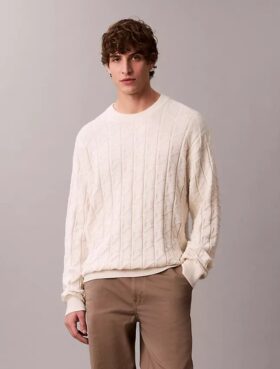 Camisola com canelado e logótipo em todo o tecido