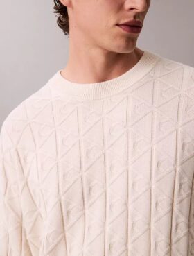 Camisola com canelado e logótipo em todo o tecido
