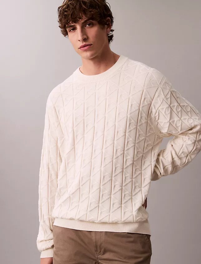 Camisola com canelado e logótipo em todo o tecido Camisola com canelado e logótipo em todo o tecido