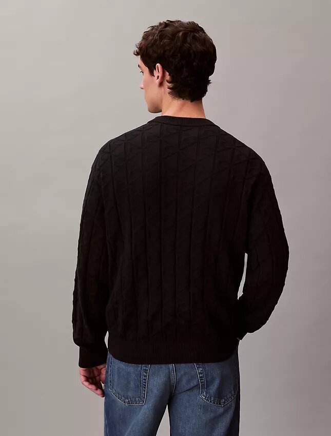 Camisola com canelado e logótipo em todo o tecido Camisola com canelado e logótipo em todo o tecido
