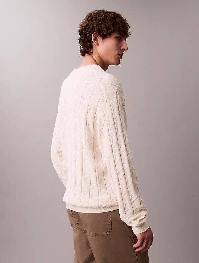 Camisola com canelado e logótipo em todo o tecido Camisola com canelado e logótipo em todo o tecido