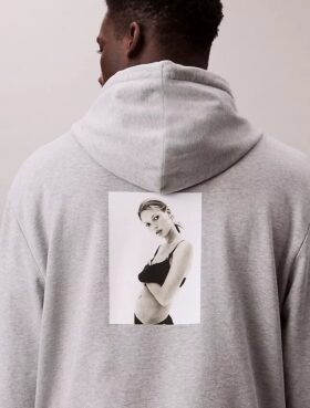 Camisola com capuz e estampado em malha polar Kate Moss