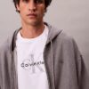 Camisola com capuz e fecho, em felpo premium, de corte descontraído Camisola com capuz e fecho, em felpo premium, de corte descontraído