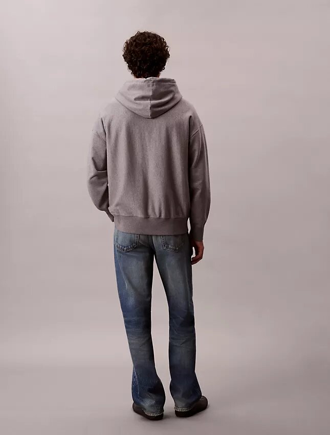 Camisola com capuz e fecho, em felpo premium, de corte descontraído Camisola com capuz e fecho, em felpo premium, de corte descontraído