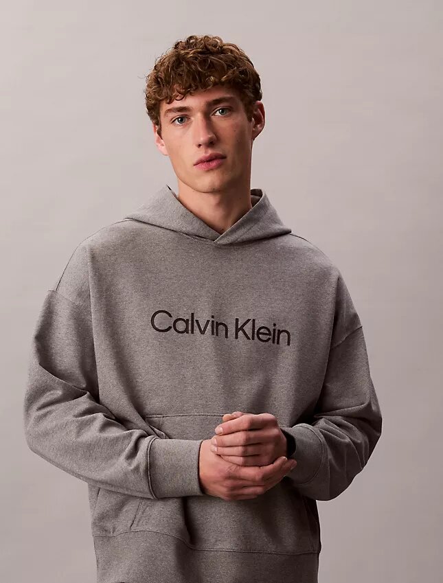 Camisola com capuz em felpo com logótipo padrão Camisola com capuz em felpo com logótipo padrão