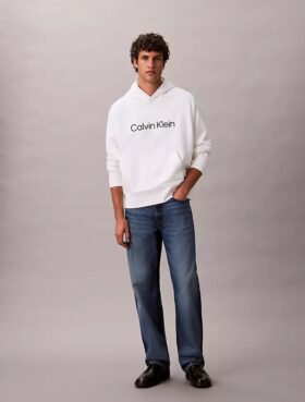 Camisola com capuz em felpo com logótipo padrão