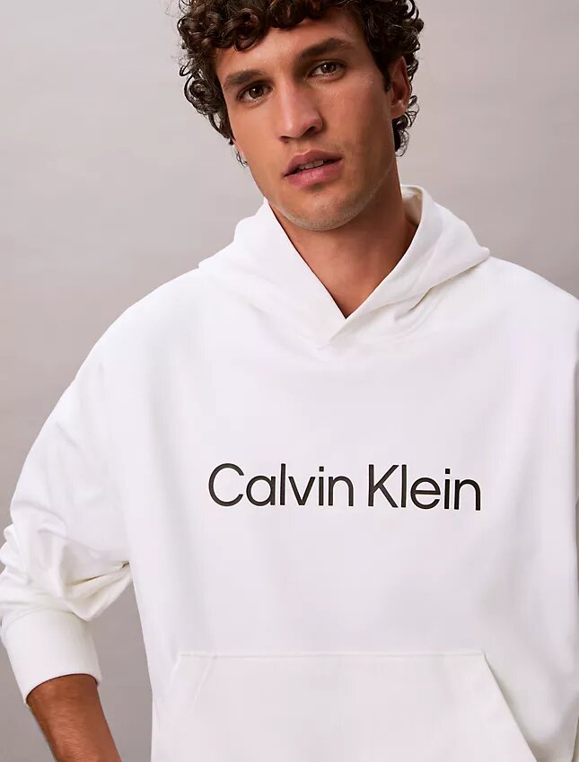 Camisola com capuz em felpo com logótipo padrão Camisola com capuz em felpo com logótipo padrão