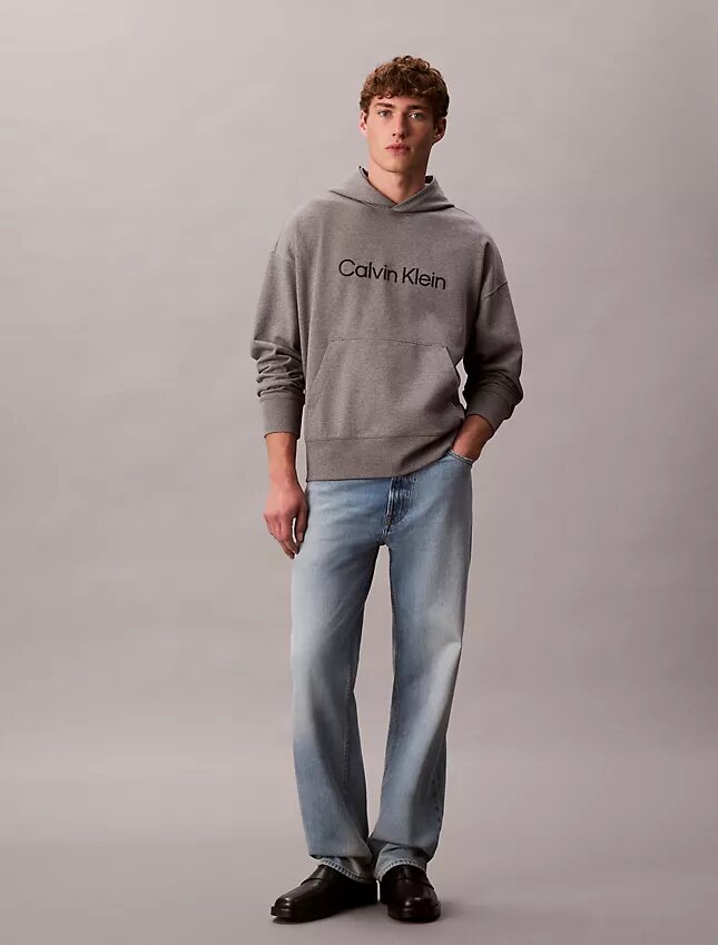 Camisola com capuz em felpo com logótipo padrão Camisola com capuz em felpo com logótipo padrão