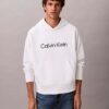 Camisola com capuz em felpo com logótipo padrão Camisola com capuz em felpo com logótipo padrão