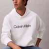 Camisola com capuz em felpo com logótipo padrão Camisola com capuz em felpo com logótipo padrão