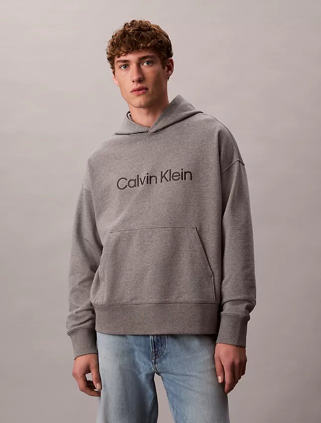 Camisola com capuz em felpo com logótipo padrão Camisola com capuz em felpo com logótipo padrão