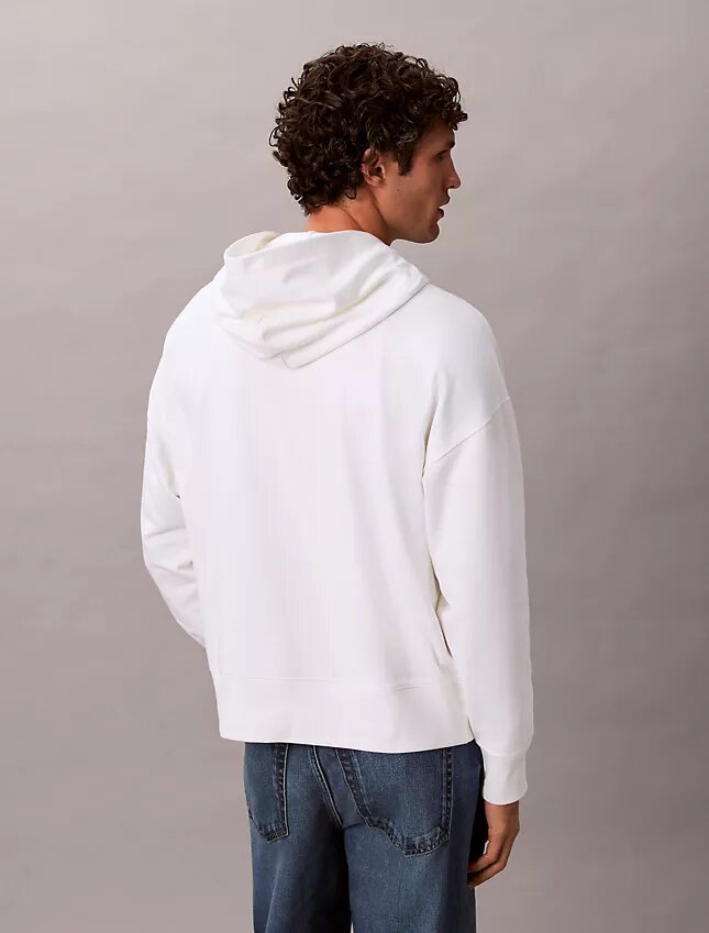 Camisola com capuz em felpo com logótipo padrão Camisola com capuz em felpo com logótipo padrão