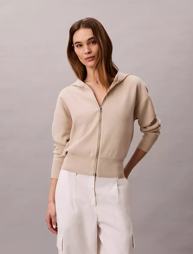 Camisola com capuz em malha folgada Camisola com capuz em malha folgada
