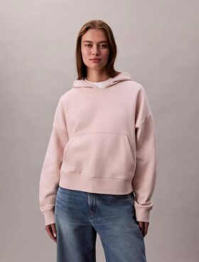 Camisola com capuz em malha polar com logótipo de arquivo