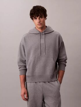 Camisola com capuz em tecido felpudo com logótipo