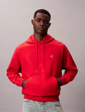Camisola com capuz em tecido felpudo premium com Monogram e corte descontraído