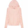 Camisola com capuz relaxada com canelado para meninas Camisola com capuz relaxada com canelado para meninas
