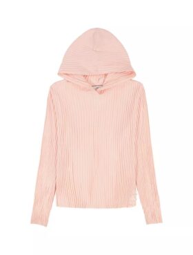 Camisola com capuz relaxada com canelado para meninas