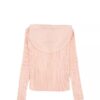 Camisola com capuz relaxada com canelado para meninas Camisola com capuz relaxada com canelado para meninas