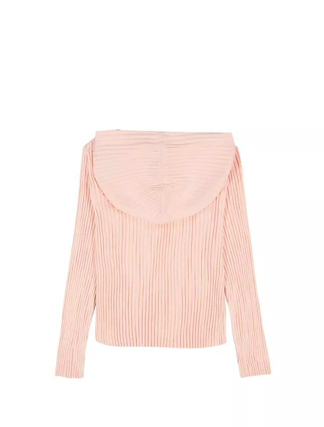 Camisola com capuz relaxada com canelado para meninas Camisola com capuz relaxada com canelado para meninas