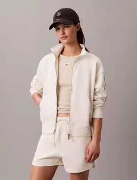 Camisola com fecho completo e fita com logótipo