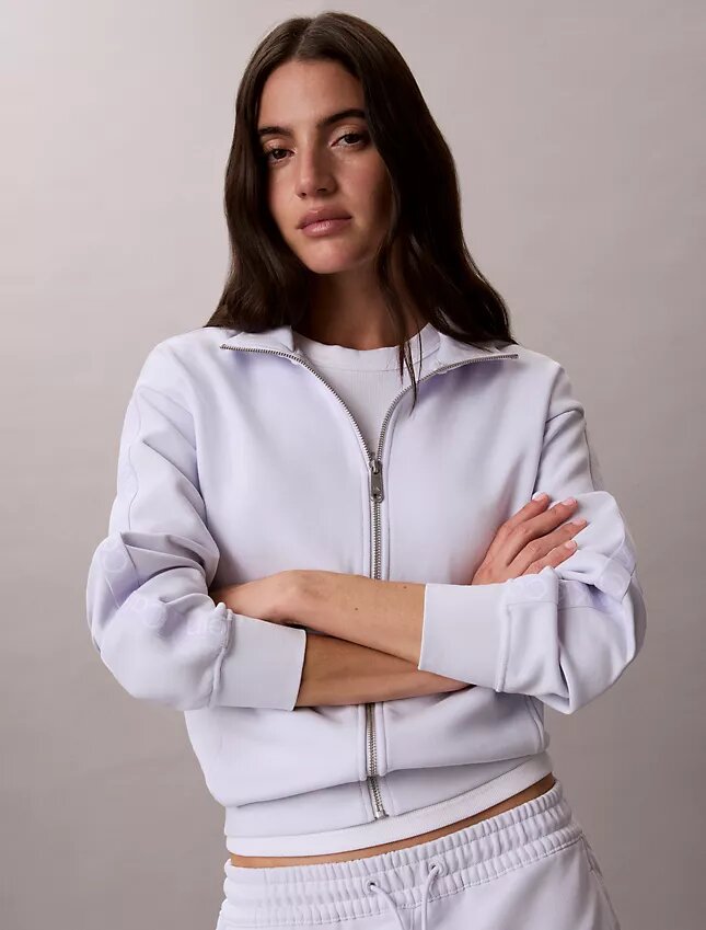Camisola com fecho completo e fita com logótipo Camisola com fecho completo e fita com logótipo