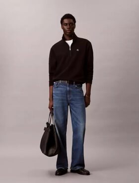 Camisola com fecho de correr de um quarto em malha polar com logótipo de arquivo Camisola com fecho de correr de um quarto em malha polar com logótipo de arquivo