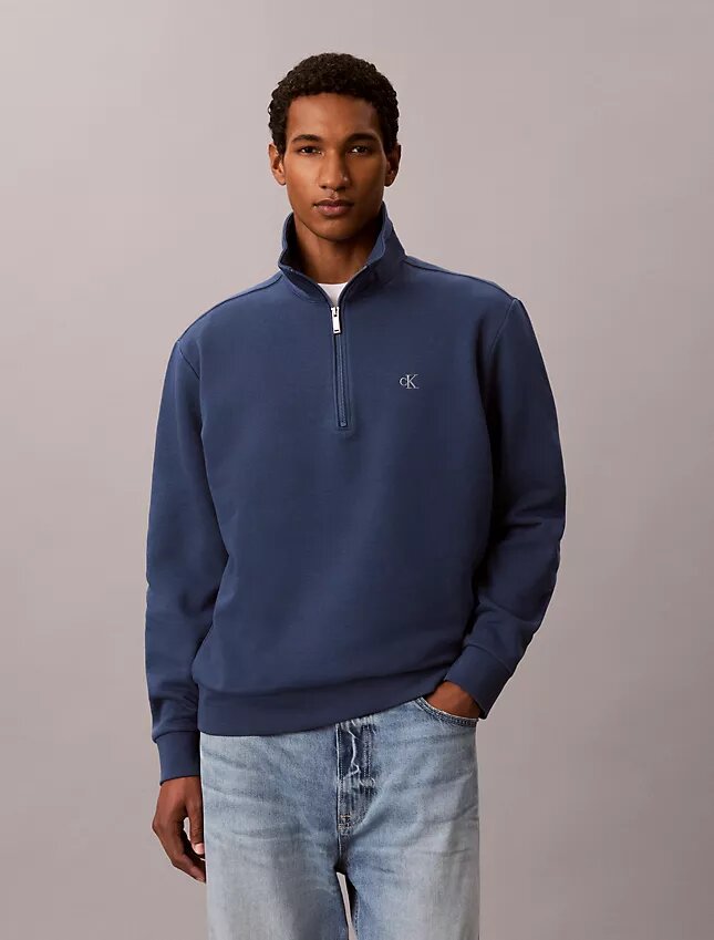 Camisola com fecho de correr de um quarto em malha polar com logótipo de arquivo Camisola com fecho de correr de um quarto em malha polar com logótipo de arquivo