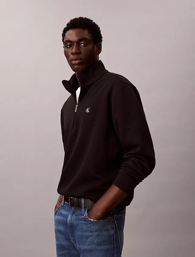 Camisola com fecho de correr de um quarto em malha polar com logótipo de arquivo Camisola com fecho de correr de um quarto em malha polar com logótipo de arquivo