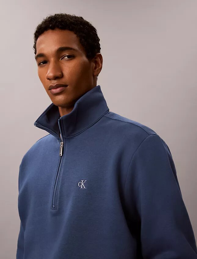 Camisola com fecho de correr de um quarto em malha polar com logótipo de arquivo Camisola com fecho de correr de um quarto em malha polar com logótipo de arquivo