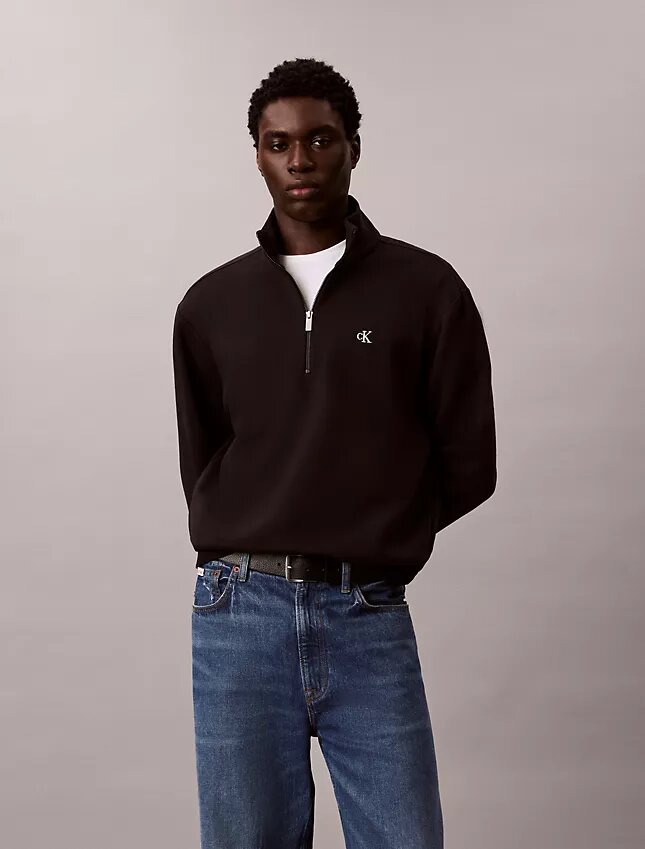 Camisola com fecho de correr de um quarto em malha polar com logótipo de arquivo Camisola com fecho de correr de um quarto em malha polar com logótipo de arquivo