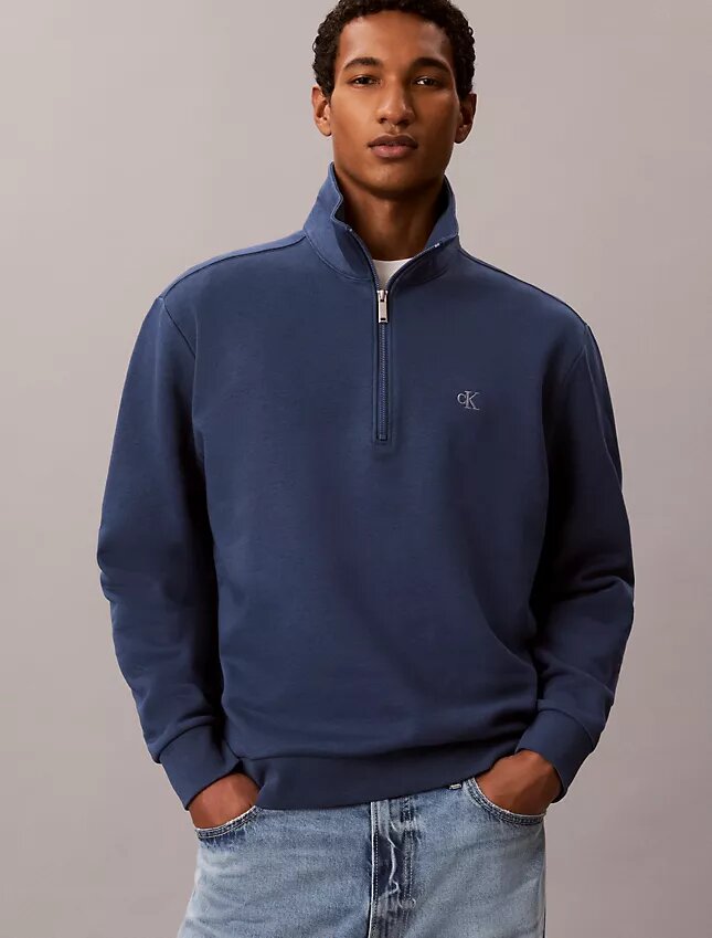 Camisola com fecho de correr de um quarto em malha polar com logótipo de arquivo Camisola com fecho de correr de um quarto em malha polar com logótipo de arquivo