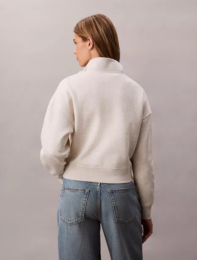 Camisola com gola alta e fecho de correr de um quarto em malha polar com logótipo de arquivo Camisola com gola alta e fecho de correr de um quarto em malha polar com logótipo de arquivo