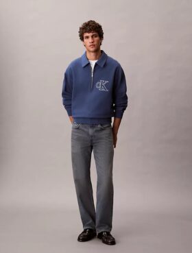 Camisola com logótipo Monogram e fecho de correr de um quarto Camisola com logótipo Monogram e fecho de correr de um quarto