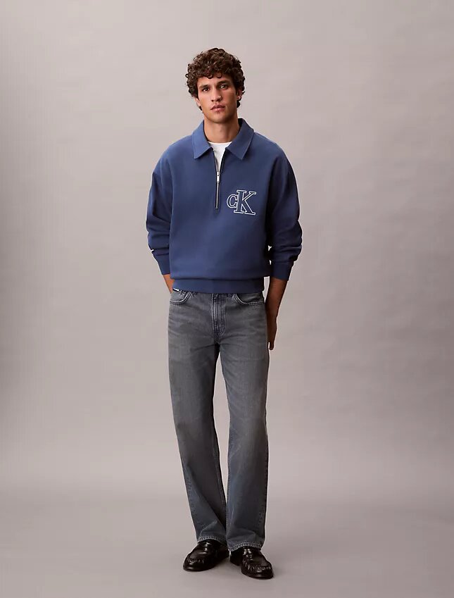 Camisola com logótipo Monogram e fecho de correr de um quarto Camisola com logótipo Monogram e fecho de correr de um quarto