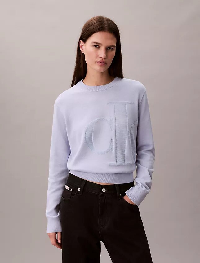 Camisola com monograma em chenille de algodão suave Camisola com monograma em chenille de algodão suave
