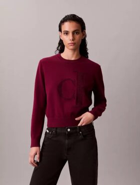 Camisola com monograma em chenille de algodão suave