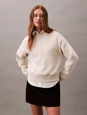 Camisola curta de malha polar com Monogram
