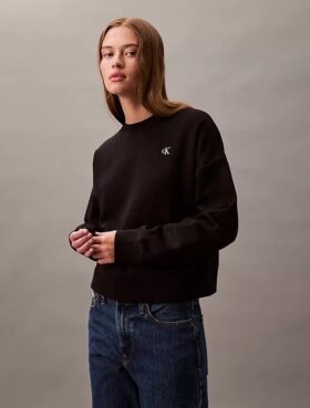 Camisola curta de malha polar com Monogram