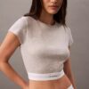 Camisola curta em malha Cotton Stretch de algodão Camisola curta em malha Cotton Stretch de algodão