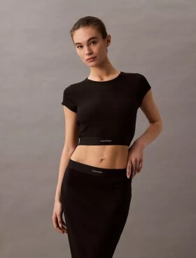 Camisola curta em malha Cotton Stretch de algodão