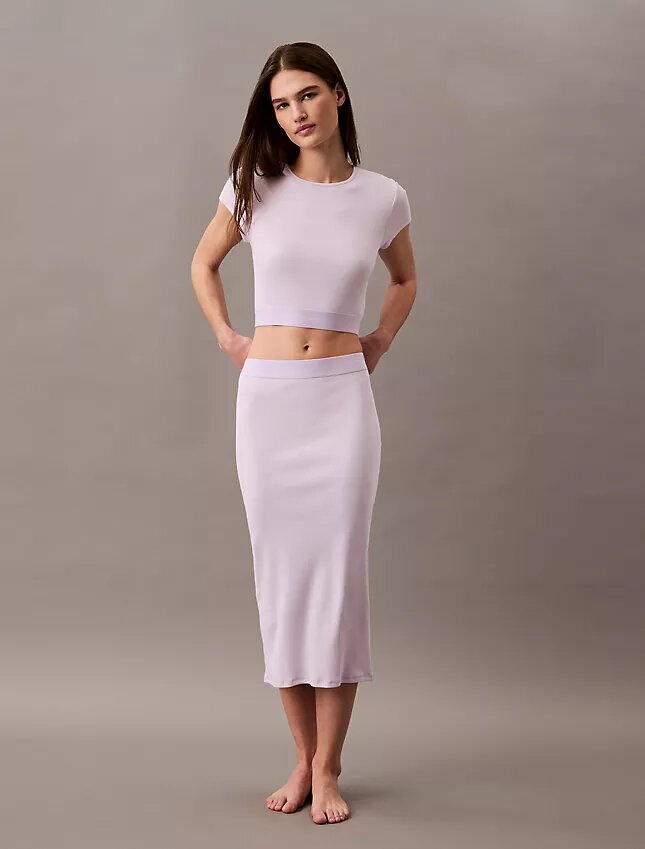 Camisola curta em malha Cotton Stretch de algodão Camisola curta em malha Cotton Stretch de algodão