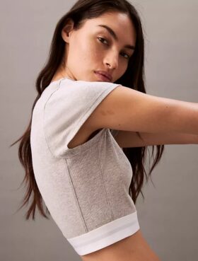 Camisola curta em malha Cotton Stretch de algodão