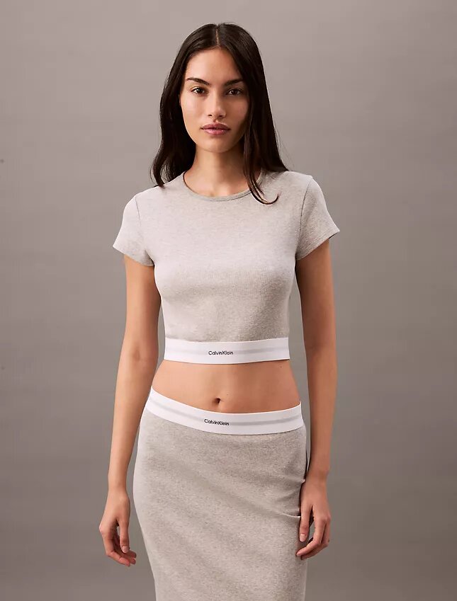 Camisola curta em malha Cotton Stretch de algodão Camisola curta em malha Cotton Stretch de algodão