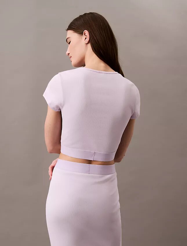 Camisola curta em malha Cotton Stretch de algodão Camisola curta em malha Cotton Stretch de algodão